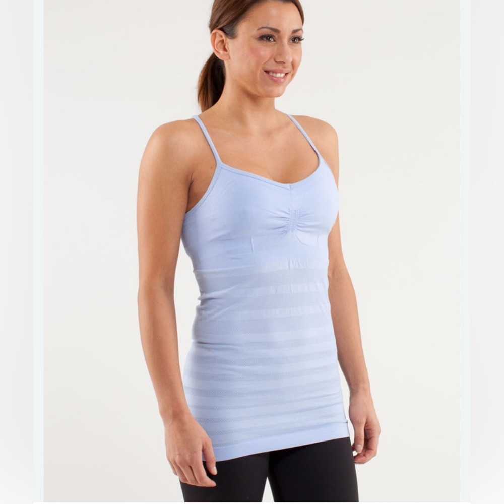 Lululemon light blue ebb Flo tank ribbed spaghetti strap tank
